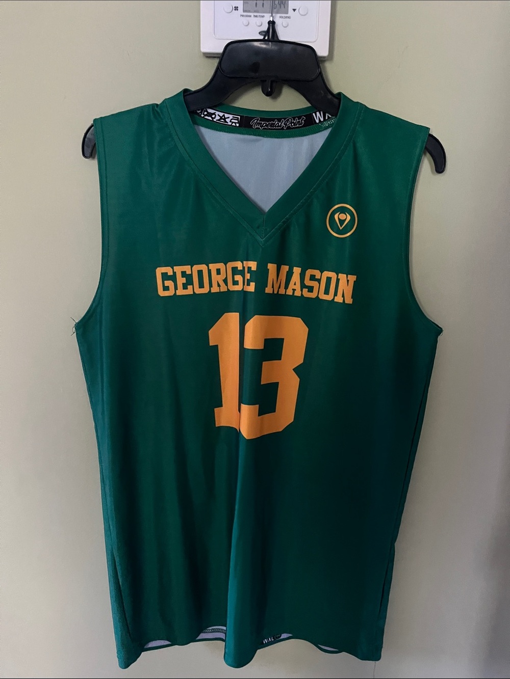 George Mason University Green & Gold Volleyball Basketball Jersey #13. WXL.